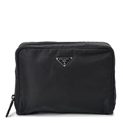 prada large vela beauty pouch|PRADA Tessuto Nylon Vela Cosmetic Pouch Black.